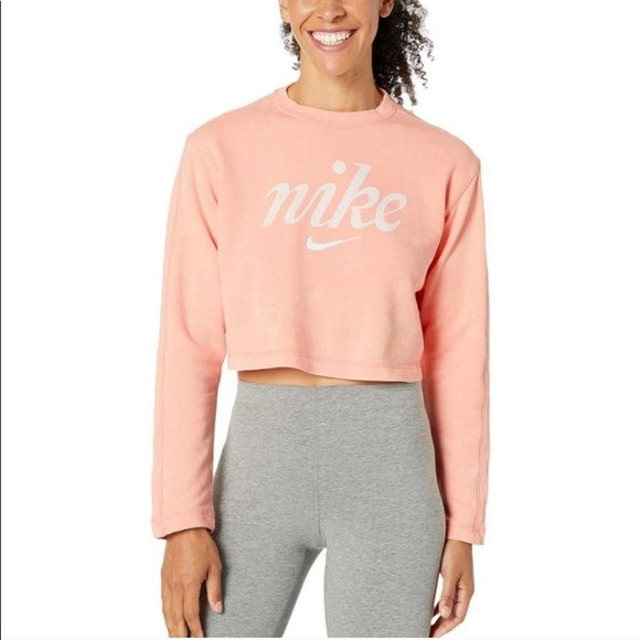Nike Sweaters - Nike Bleached Coral Summit Crew Crop Sweater S